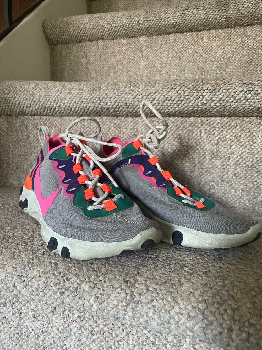 Nike React Element 55 ‘Wolf Grey Fuschia’ Techware Athleisure Sneakers Size 8 - Picture 6 of 7